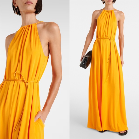 Proenza schouler Lenny halter belted jersey maxi dress with pockets
